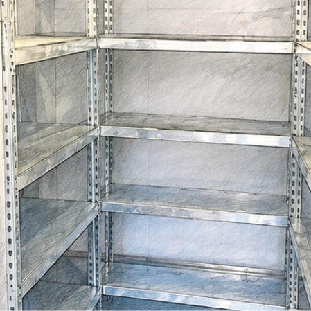 Clip-on galvanised shelving