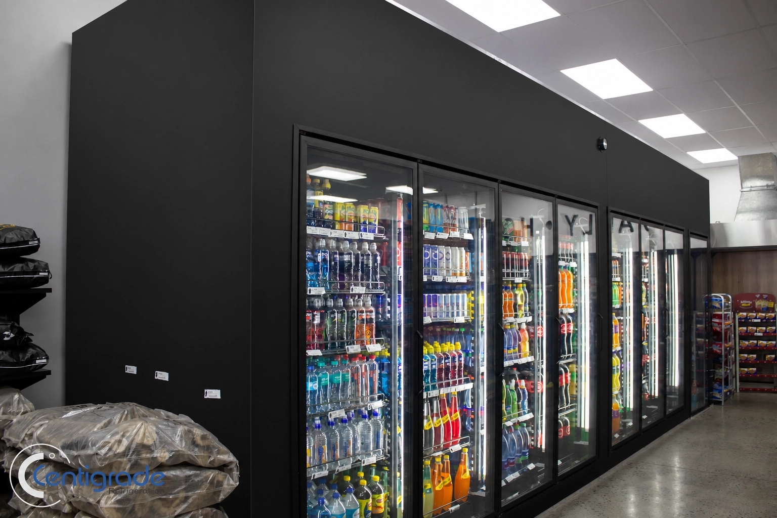 Centigrade glass door cold and freezer room