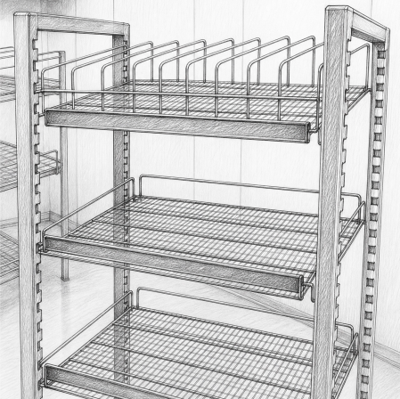 Gravity feed shelving